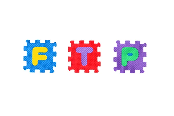 Word Ftp Letter Puzzle Isolated White — Stock Photo, Image