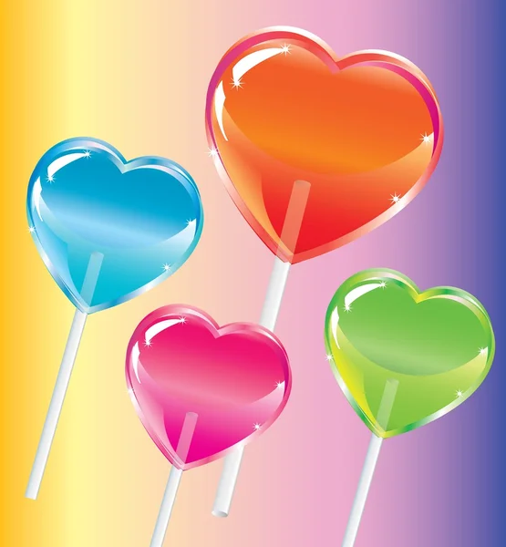 Ilustracja Wektorowa Lollipops Kształt Serca — Wektor stockowy