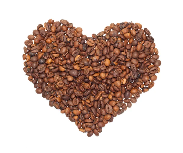 Heart from the corns of coffees — Stock Photo, Image