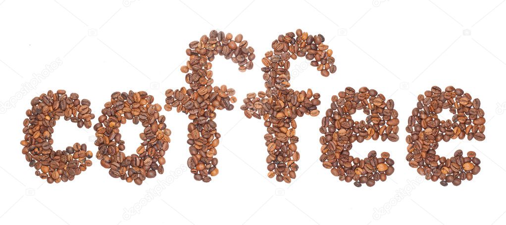 Word "coffee" is laid out from the corns of coffee — Stock Photo © rozdolyanskiy #4467850