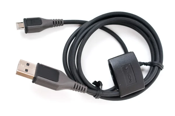 USB kabel mikro usb izolovaných na bílém pozadí — Stock fotografie
