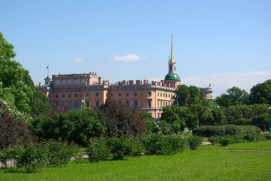 View on Mihaylovskiy (engineering) castle from Mars field, Saint-Petersburg, Russia clipart