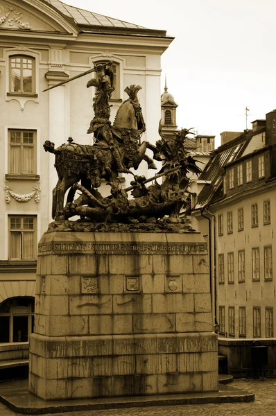 Monumento São Jorge Dragão Estocolmo Suécia — Fotografia de Stock