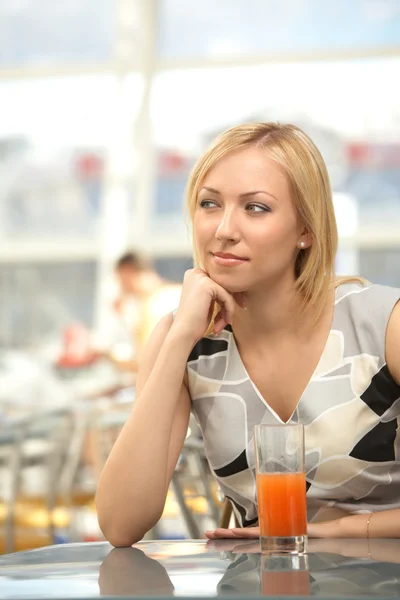 The girl in cafe — Stock Photo, Image