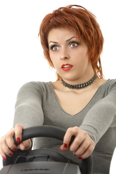 A menina assustada - motorista — Fotografia de Stock