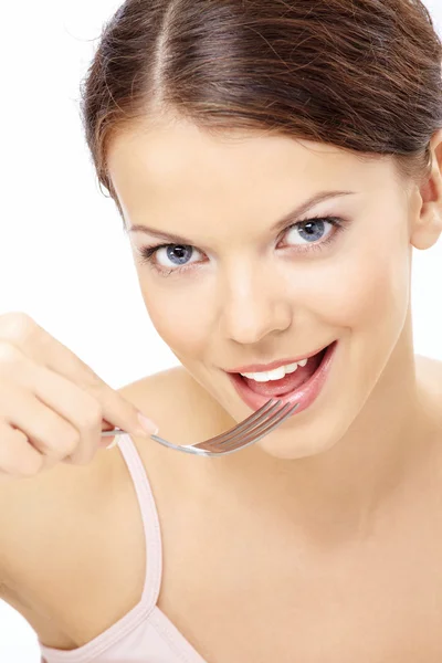 Girl with a spoon — Stock Photo, Image