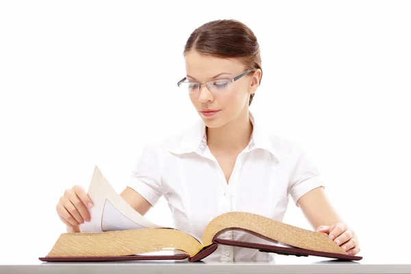 Girl with the encyclopaedia — Stock Photo, Image