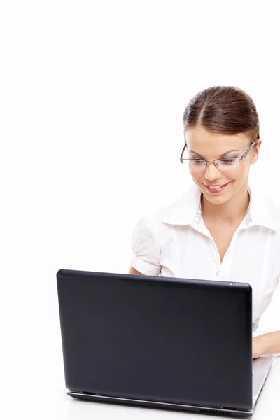 Girl at laptop — Stock Photo, Image