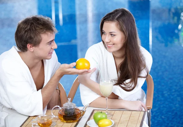 In cafe at pool — Stock Photo, Image