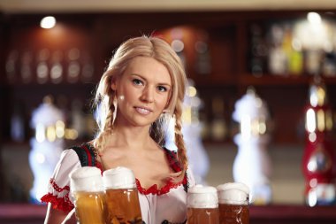 Waitress with beer clipart