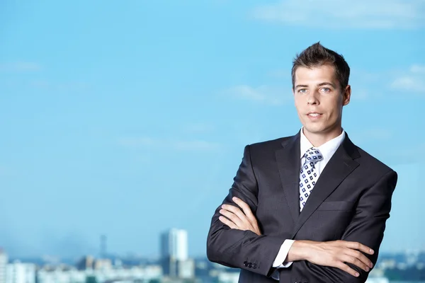 Young Man Suit Sky — Stock Photo, Image