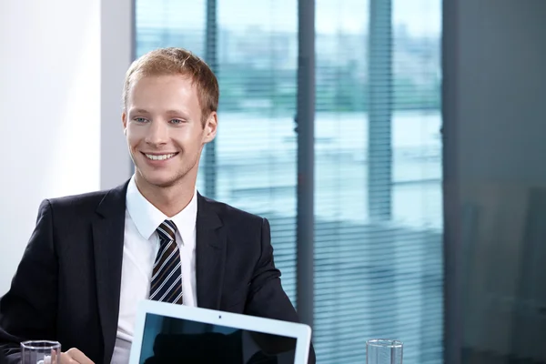 Young Businessman Suit Office — Stock Photo, Image