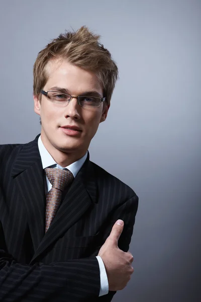 Portrait Young Businessman Suit — Stock Photo, Image