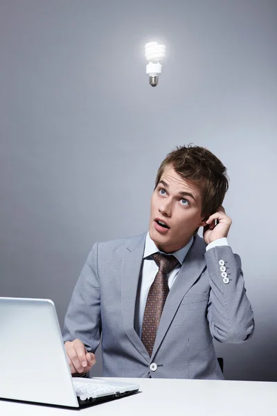Young Working Businessman Had Idea — Stock Photo, Image