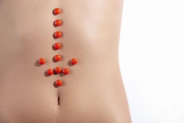 Image Red Arrow Stomach — Stock Photo, Image