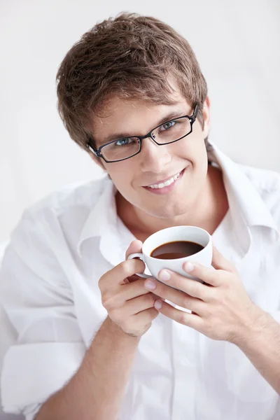 Portrait Young Man Cup Coffee — Stock Photo, Image
