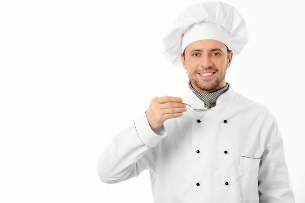 Koch mit Löffel — Stockfoto