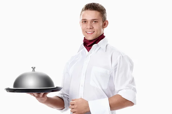 Cameriere con vassoio — Foto Stock