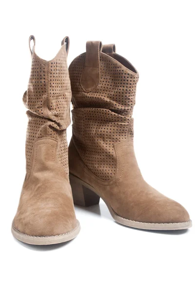 Paar bruin vrouwelijke laarzen — Stockfoto