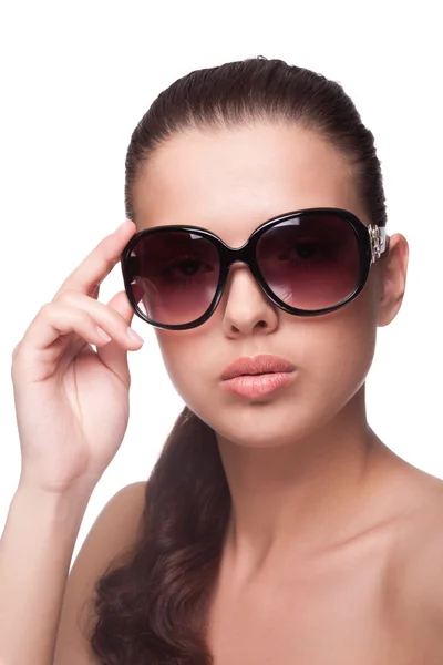 Retrato Bela Jovem Mulher Óculos Sol Grande Moda — Fotografia de Stock
