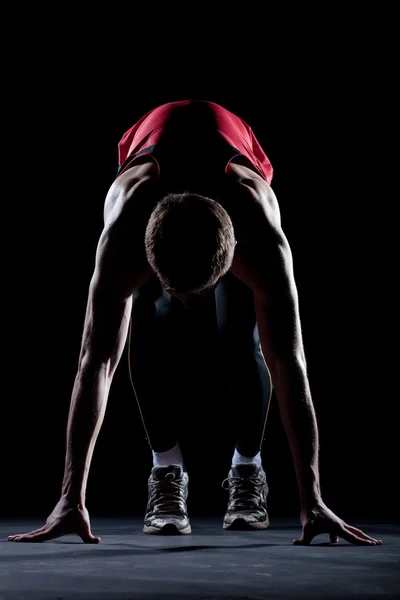 Sprinter Masculino Início Uma Corrida — Fotografia de Stock