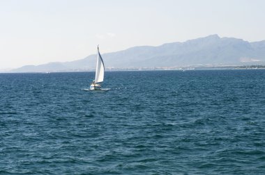 Yacht in the mediterranean sea clipart