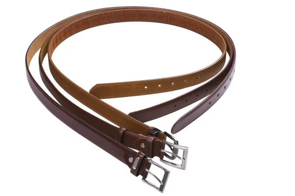 Leather belt on white close up — Stock Photo, Image