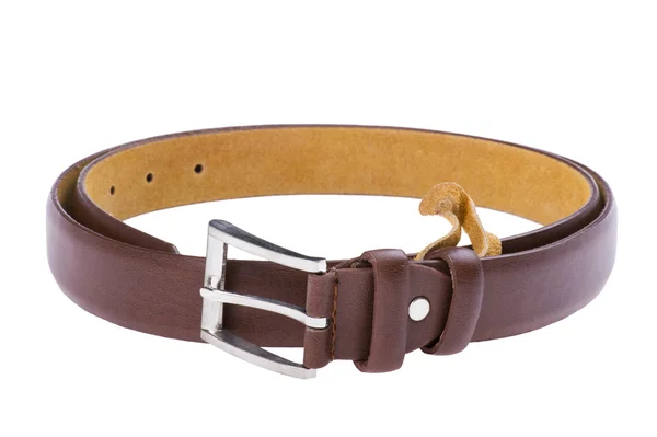 Leather belt on white macro — Stock Photo, Image