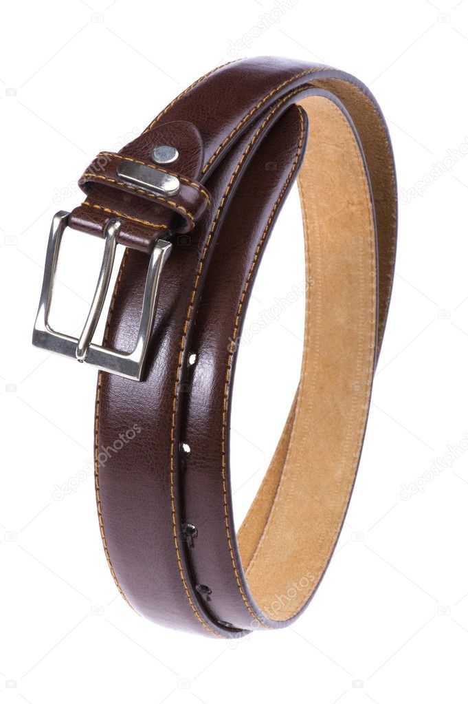 Leather belt isolated on white background