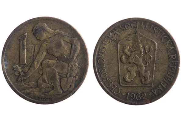 Монеты Чехословакии крупным планом — стоковое фото