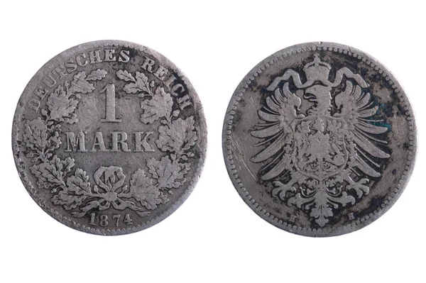 Німецькі марки монети крупним планом — стокове фото