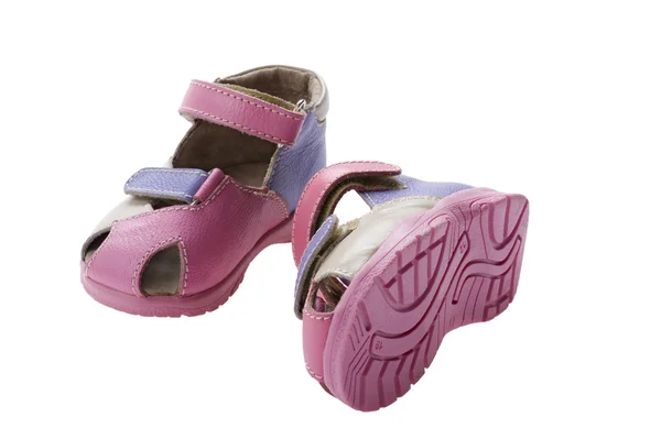 Sandálias para criança em branco — Fotografia de Stock
