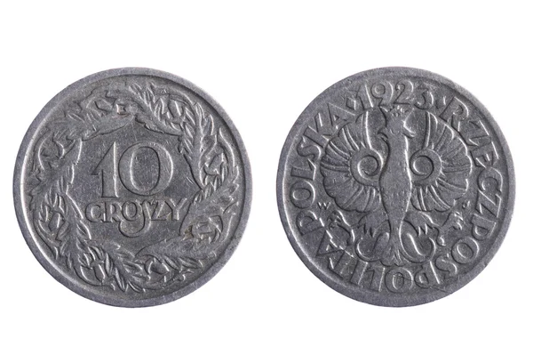 Πολωνία κέρματα που απομονώνονται σε λευκό — Φωτογραφία Αρχείου
