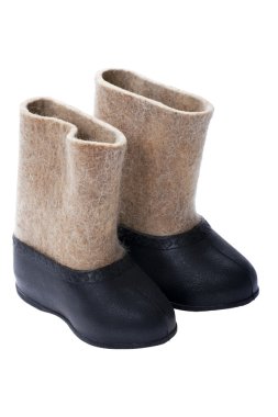 Felt boots on white background clipart