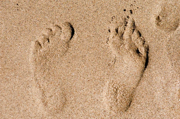 Footprint in the sand macro — Stock Photo, Image