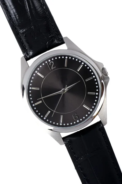 Horloge op witte macro — Stockfoto