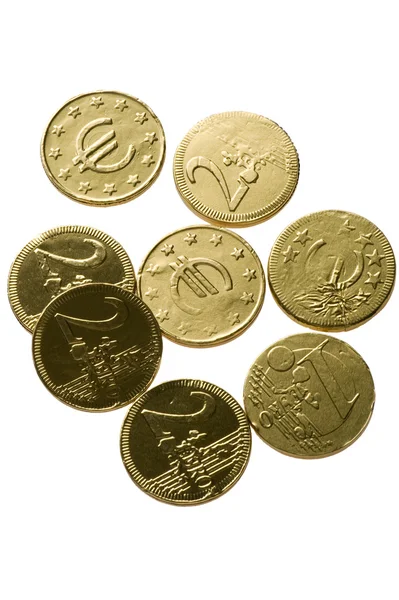 Chocolate candy coins macro — Stock Photo, Image