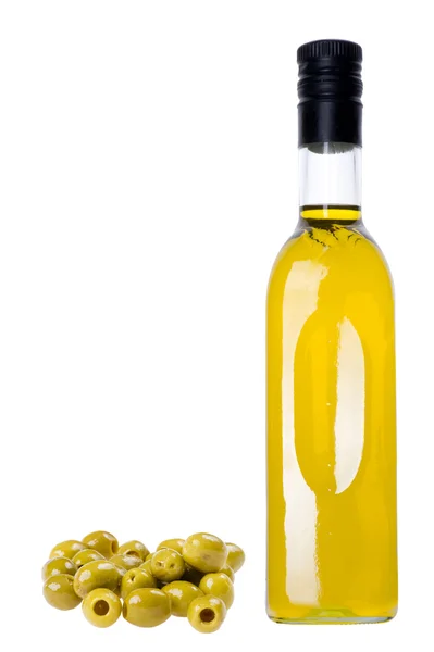 Láhev s olivovým olejem — Stock fotografie