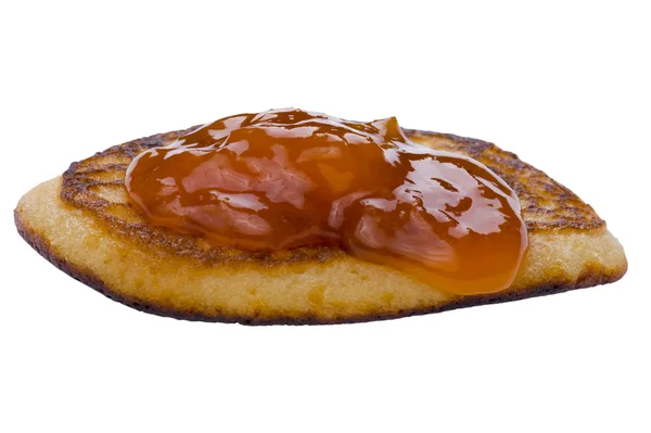 Pancake with jam macro — Stock Photo, Image
