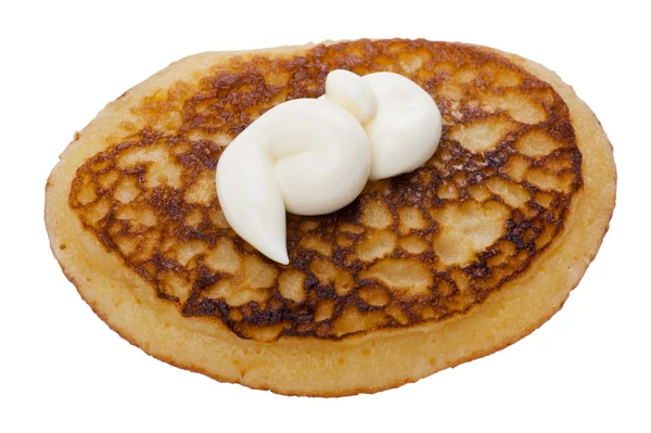 Pancake con panna acida — Foto Stock