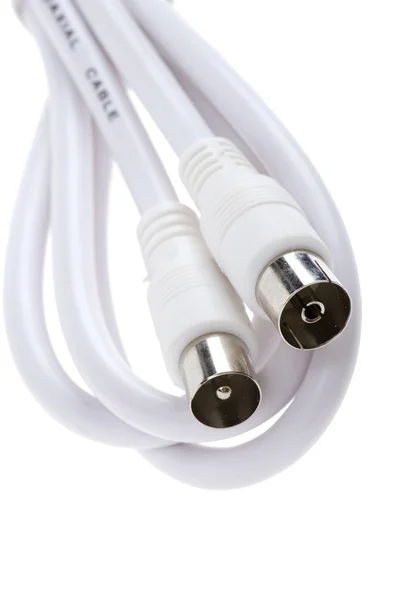 Câble coaxial sur blanc — Photo