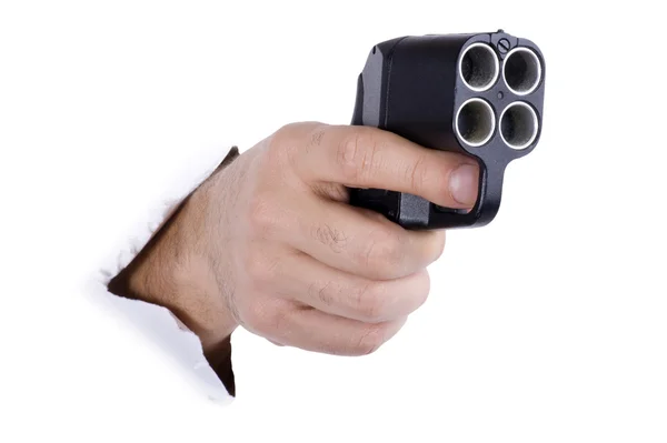 Hand med traumatiska pistol — Stockfoto