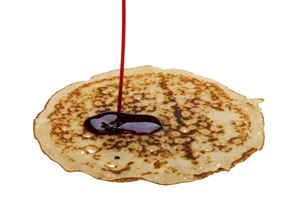 Pancake with jam close up — Stock Photo, Image