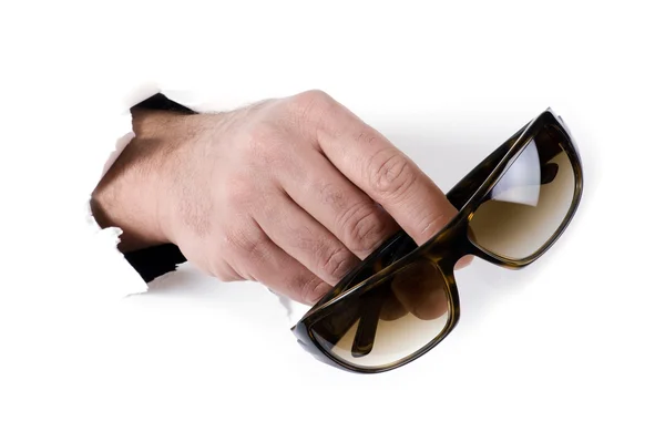Mão com óculos de sol — Fotografia de Stock