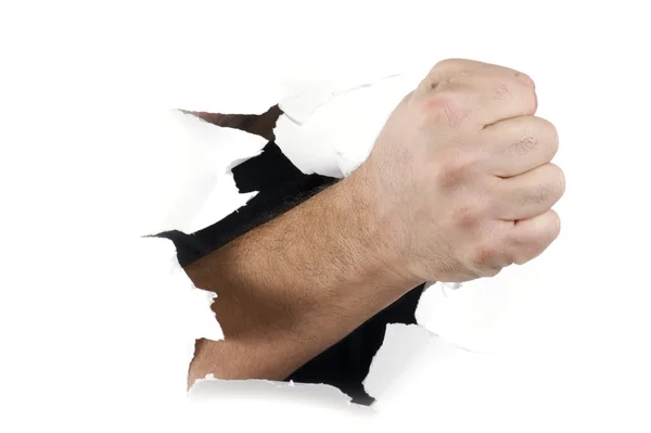 Мужская рука на белом — стоковое фото