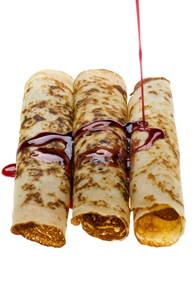 Fresh pancake with jam — Stock Photo, Image