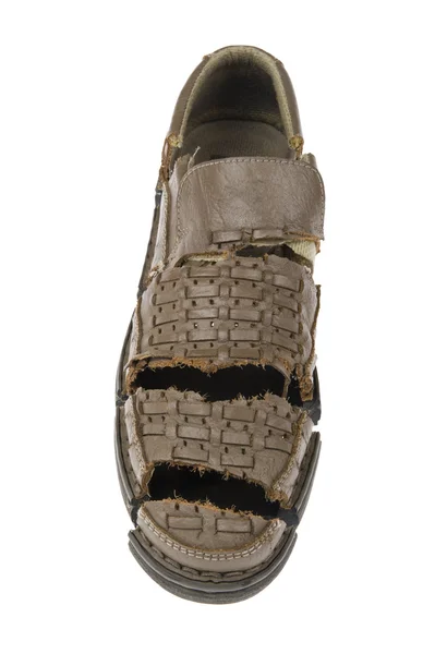 Poškozené staré boty, samostatný — Stock fotografie