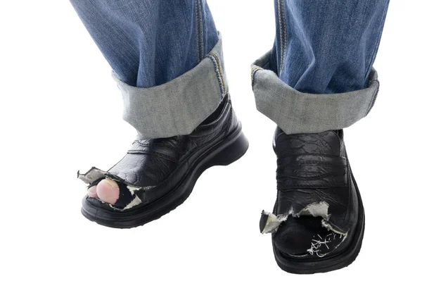 Jeans and shoes on white — Stock Photo, Image