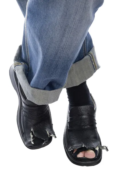Mężczyźni w niebieskie dżinsy i buty — Zdjęcie stockowe