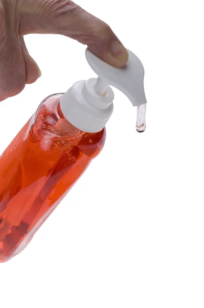 Bottiglia di sapone liquido da vicino — Foto Stock